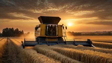 Fototapeta premium combine harvester working on a wheat field