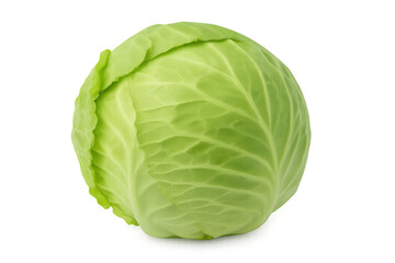 Fototapeta premium Vibrant green cabbage with tightly packed leaves, isolated on a transparent background, perfect for food and health-related projects