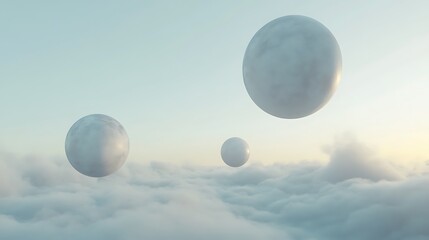 Obraz premium Floating orbs above cloudscape