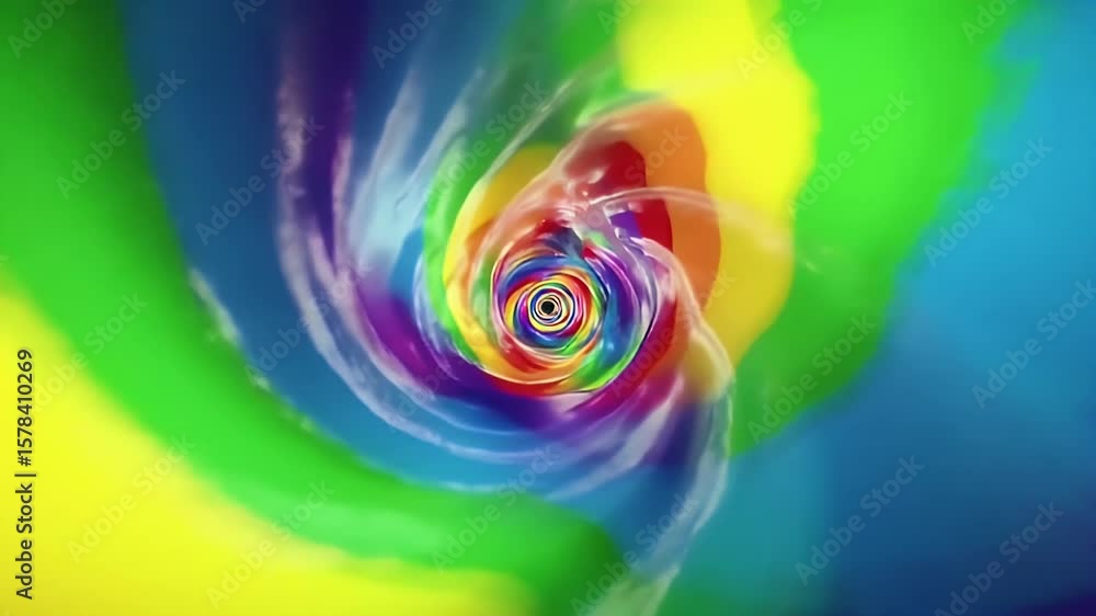 Poster dynamic rainbow vortex tunnel abstract colors blend circular motion optical effects