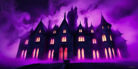 Haunting Castle Scene with Eerie Atmosphere

