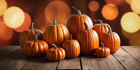 Autumn Pumpkins with Soft Bokeh Background

