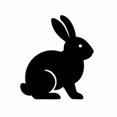 Fototapeta premium Discover a striking black silhouette of a rabbit icon, perfect for nature designs, children's books, and Easter themes. High-quality vector art with a minimalist, bold style, ideal for creative projec