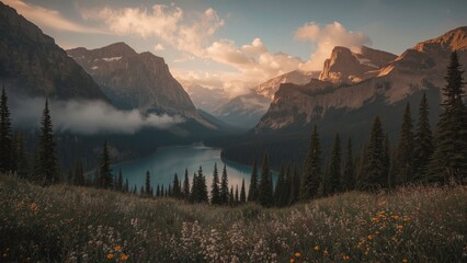 sunset over the mountains