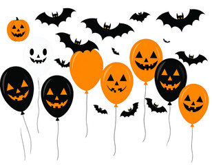 Halloween decoration balloons on white background
