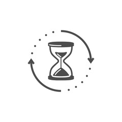 Old hourglass with flowing sand icon. Wait time icon isolated on white background