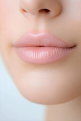 Fototapeta premium Close up of a woman with natural, healthy lips and skin. Beauty and cosmetic care concept for self care and skin health.