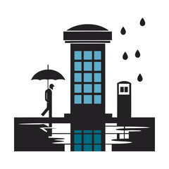 Rainy Day Red Phone Booth Art