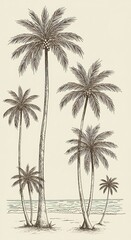 Coastal Sketch: Palm Grove Serenity