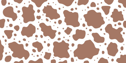 Obraz premium シームレスな茶色の牛柄模様の背景イラスト