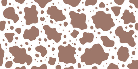 シームレスな茶色の牛柄模様の背景イラスト