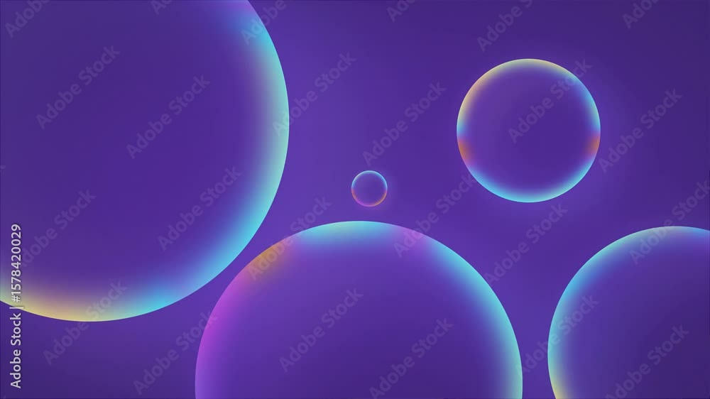 Aufkleber a purple background with animated, iridescent bubbles moving and floating across the screen