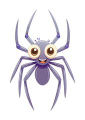 Flat Vector Illustration of a Cute Cartoon Spider