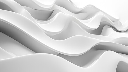 White wavy lines, smooth and abstract 3D render design with clean aesthetics.