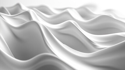 White wavy lines, smooth and abstract 3D render design with clean aesthetics.