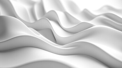 White wavy lines, smooth and abstract 3D render design with clean aesthetics.
