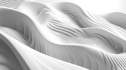 White wavy lines, smooth and abstract 3D render design with clean aesthetics.