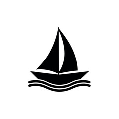 Sailboat on Water Logo Icon Vector Illustration