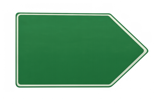 Empty arrow shaped traffic sign pointing right with transparent background, perfect for customization