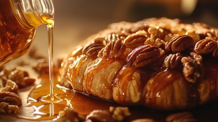 Danish maple syrup, pecan nuts plaits pastry