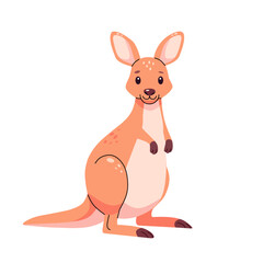 Smiling cartoon kangaroo standing upright with a friendly look. Bright and colorful illustration great for children’s products, games, or wildlife stories