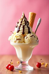 vanilla ice cream with chocolate