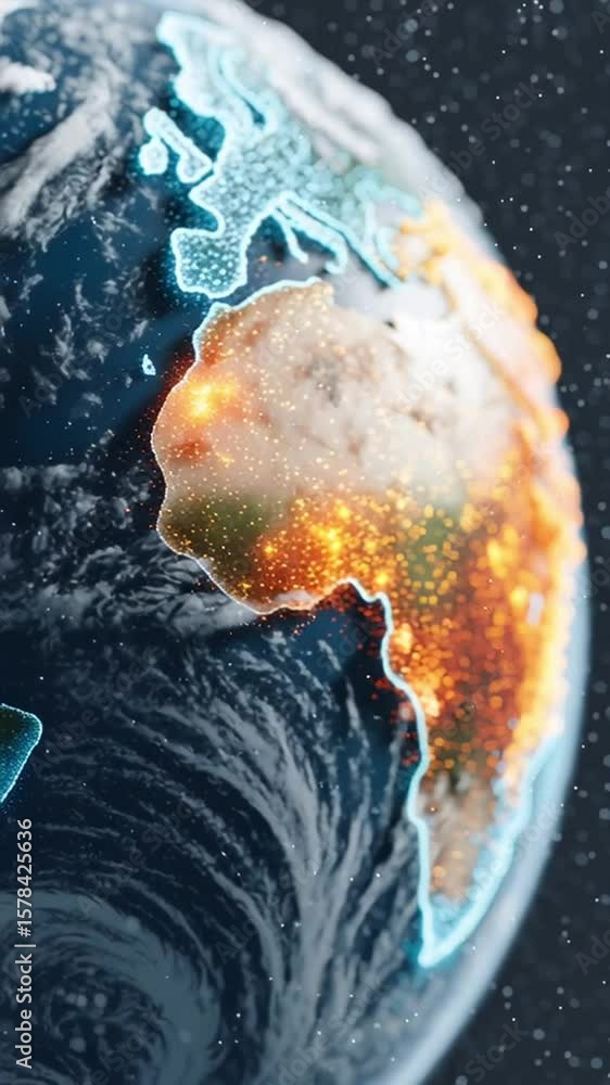 Aufkleber detailed climate science data visualization of earth globe highlighting africa and europe continents