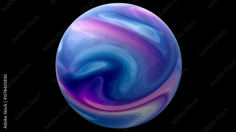 Poster abstract planet with swirling purple and blue colors cosmic style showcasing fluid motion and atmosp