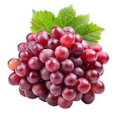 Fresh Red Grapes Cluster with Green Stem Isolated on Transparent Background