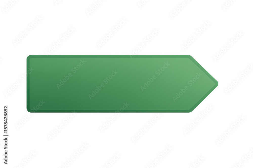 Poster green arrow button pointing to the right direction, with transparent background, perfect for web des
