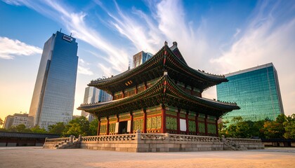 Gyeongbokgung Palace Seoul Skyline Contrast.
