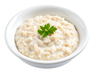Bowl of porridge with green garnish