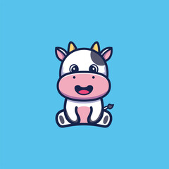 Cute sitting animal cartoon character design Vector