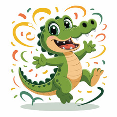 Obraz premium crocodile character design posing happy illustration
