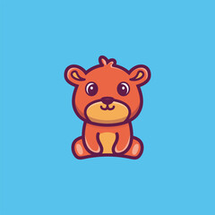Cute sitting animal cartoon character design Vector