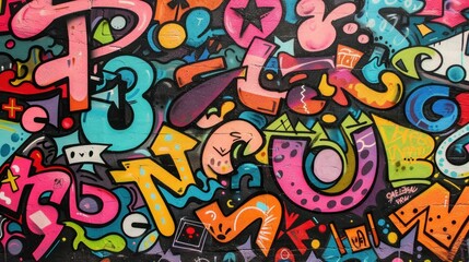 Obraz premium Expression Through Urban Art: Vibrant Graffiti Displaying Colorful Abstractions