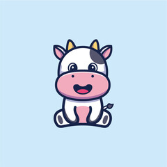 Cute sitting animal cartoon character design Vector