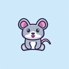 Cute sitting animal cartoon character design Vector