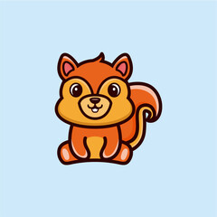 Cute sitting animal cartoon character design Vector