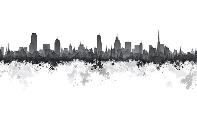 Fototapeta premium Artistic representation of an urban skyline against a bright white backdrop