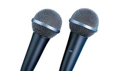 Microphone karaoke singing concert music audio sound recording voice podcast studio equipment close up view isolated on transparent background