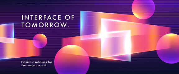 Futuristic Glow Tech Background with Geometric Shapes