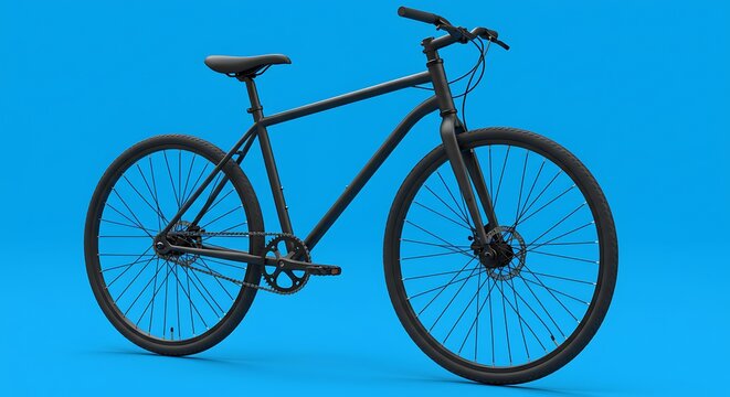 Black bicycle isolated on blue background