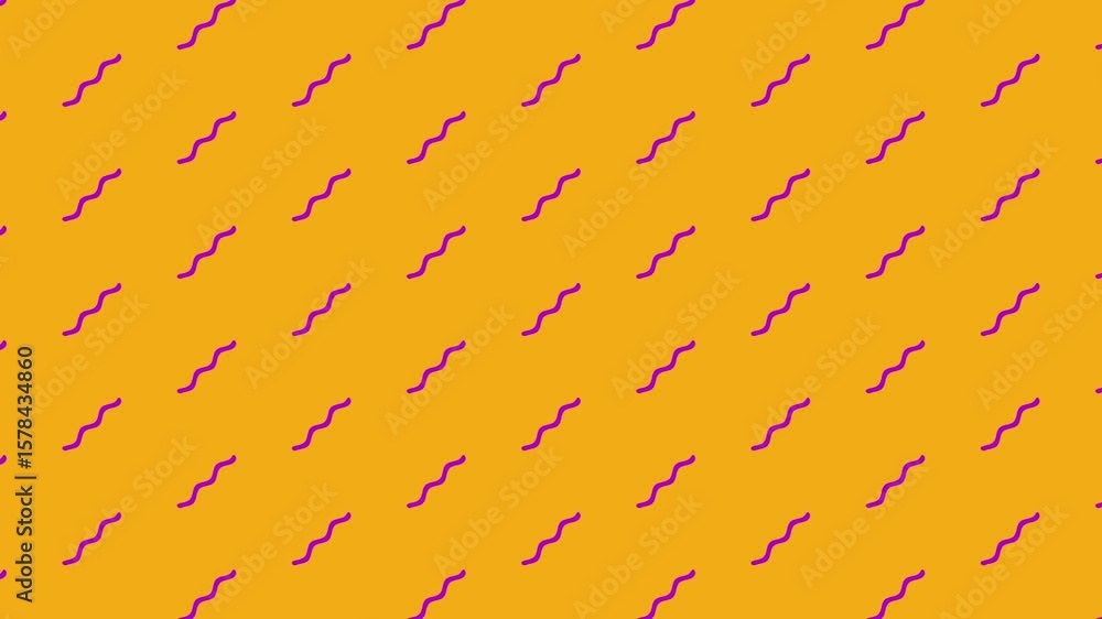 Poster a simple repeating pattern of purple zig-zag lines on a yellow background. the lines are evenly spac
