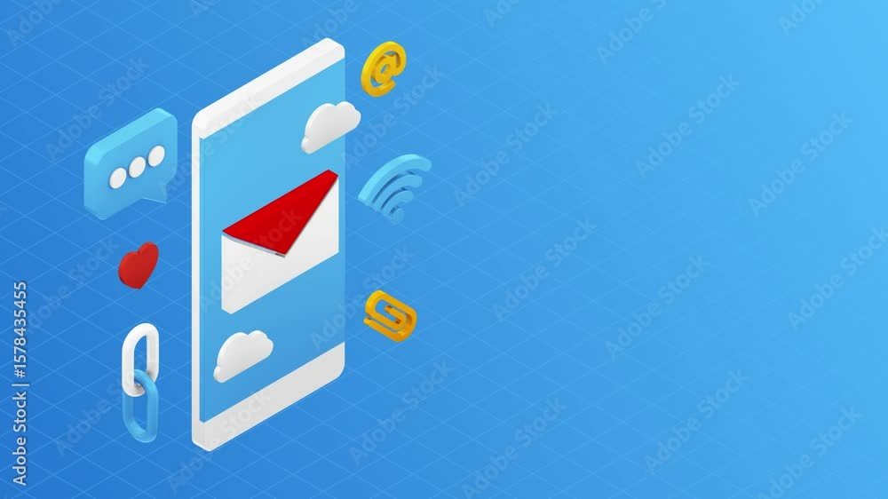 Poster a white smartphone is shown on a blue background with a subtle grid pattern. the smartphone is facin