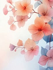 Delicate Pink and Purple Blossoms with Blank Card on Soft Background,Generative Ai