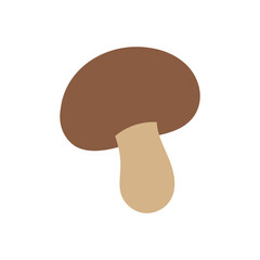 Fototapeta premium Flat brown mushroom illustration with natural tones, great for forest food collections, vegetarian recipe pages, or rustic kitchen decor assets.