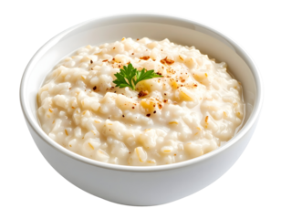 Bowl of creamy porridge breakfast presentation