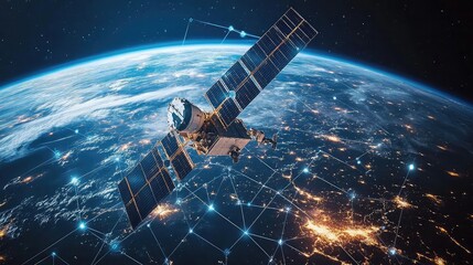 Global satellite overlay system monitoring AI sensor network for data collection, real-time anomaly detection, and satellite position visualization