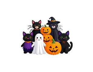 Fototapeta premium Cute Halloween background isolated on white background.